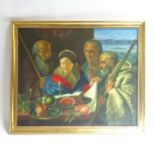 Modesto, large oil on canvas, religious scene, 80cm x 95cm, framed