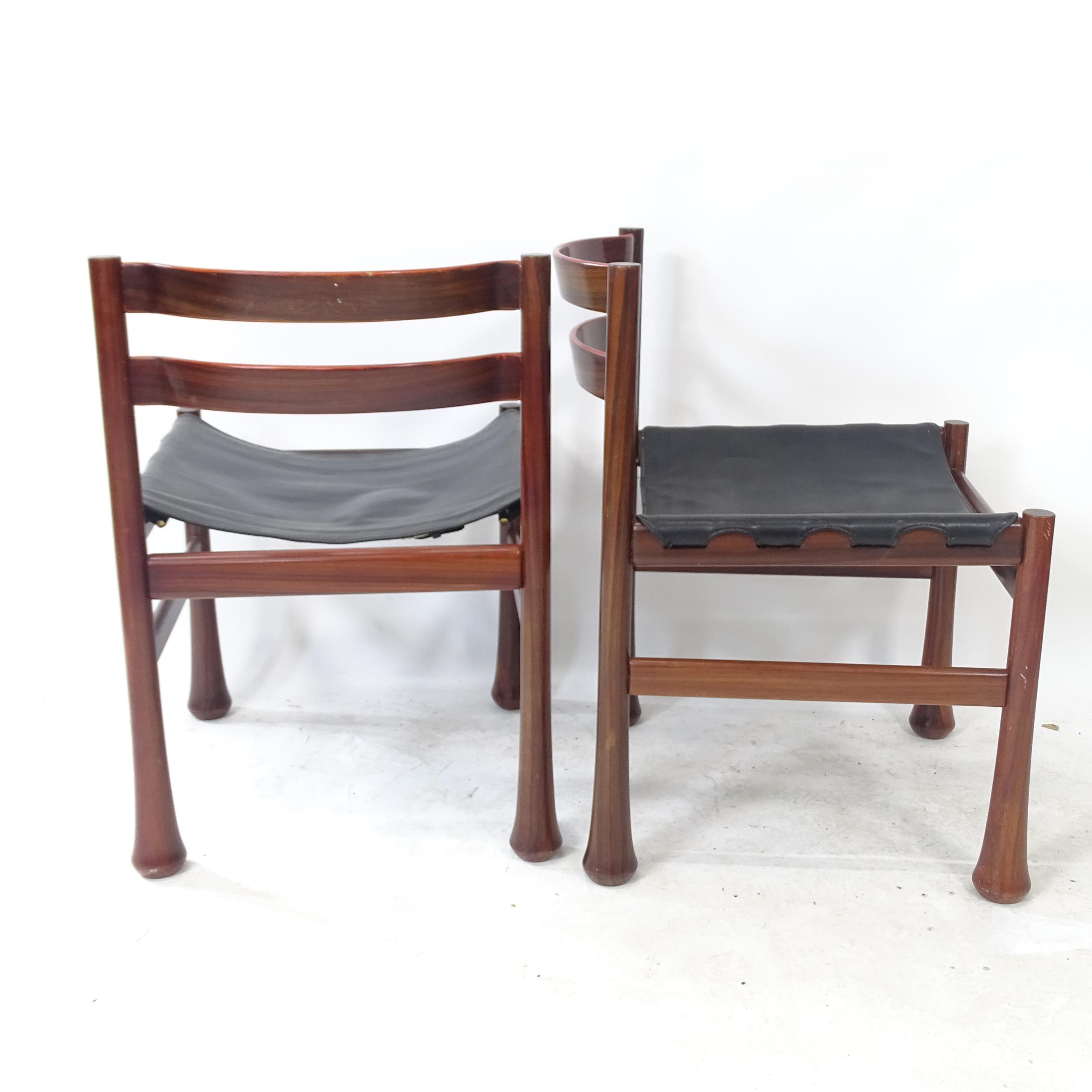 A set of 4 mid-century Brazilian designer Santos side chairs, with flared trumpet legs, and - Image 2 of 2