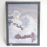 William Munsie, oil on canvas, mountain goat, 1992, 60cm x 45cm, framed
