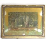 F R Lee, watercolour, Burnham Beeches, 1851, signed, 12.5" x 19", framed