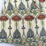 A pair of William Morris design silk-lined curtains, lined and inter-lined, drop 163cm, width at