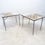 A pair of mid-century melamine-topped folding tray tables, W61cm, H52cm, D50cm