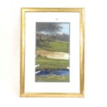 Alan Cameron, coloured pastels, Highland landscape, signed, 21" x 11.5", framed