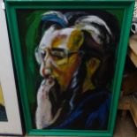 Mid-20th century oil on canvas, head portrait of a man, indistinctly signed, 111cm x 74cm, framed
