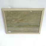 Oswald Garside, watercolour, beach scene, signed, 38cm x 56cm, framed