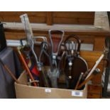 A quantity of walking sticks, shooting sticks, golf club etc