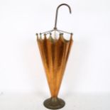 A novelty copper umbrella stick stand, height 74cm