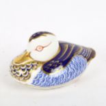 A Royal Crown Derby duck paperweight, with gold stopper