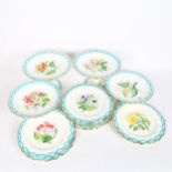 A set of Victorian china dinnerware, comprising 8 plates, 2 tall and 2 small tazzas, diameter 23cm