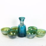 A Studio glass vase and bowl set, vase height 22cm