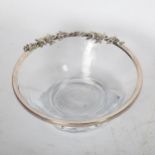 VANNI MAZZETTI - a mid-century Italian silver-mounted glass grapevine fruit bowl, diameter 14cm No