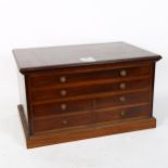 A mahogany table-top collector's chest of drawers, W44cm, H25cm, D29cm