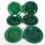 6 green glaze leaf plates, diameter 20cm
