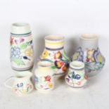 A selection of Poole Pottery painted vases and jugs
