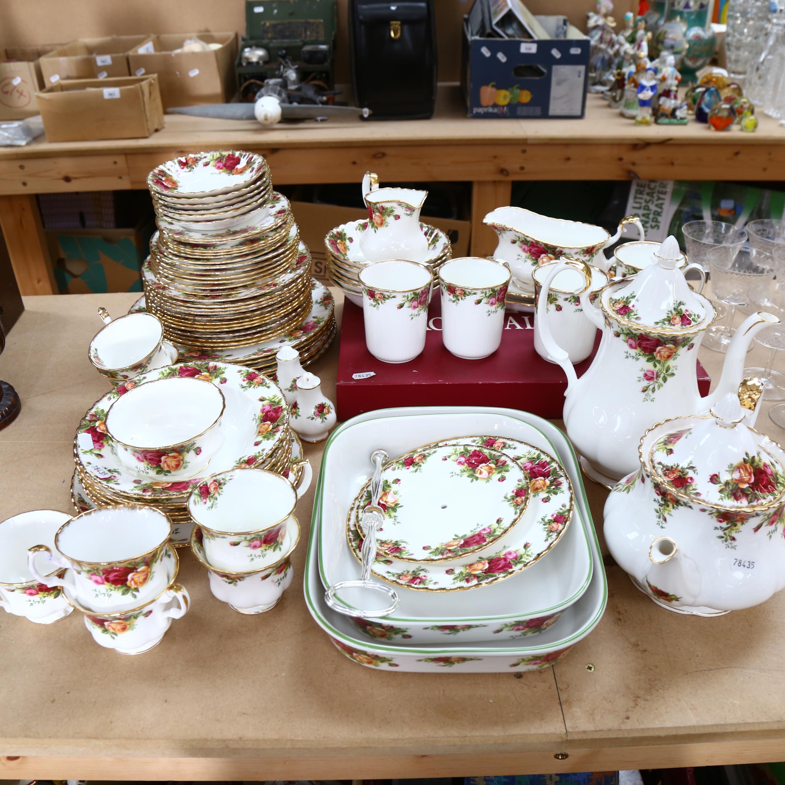 A part-service of Royal Albert Old Country Roses tea and dinnerware, to include teapot, coffee