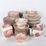 A large quantity of Johnsons, Alfred Meakin, Mason's and Broadhurst pink and white dinnerware,