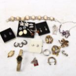 Various silver costume jewellery, Folk Art brooches, earrings etc