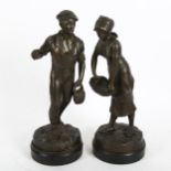 A pair of spelter figural sculptures, height 35cm