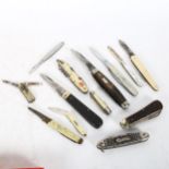 A group of Vintage and other penknives, to include a mother-of-pearl silver-bladed fruit knife, a