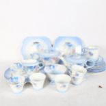 WITHDRAWN-A Shelley Phlox pattern tea service, comprising 6 cups saucers and side plates, 2 sandwich