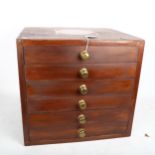 A stained mahogany table-top collector's chest of drawers, marked Webley, W41cm, H39cm, D35cm