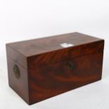 A Regency flame mahogany tea caddy, with removeable fitted boxes, W31cm, H16cm, D15cm