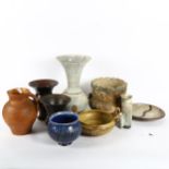 Various Studio pottery, including St Ives Leech Pottery, largest height 34cm (9)