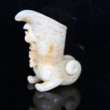 A Chinese white jade libation cup, with phoenix decoration, height 18cm