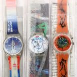3 various Swatch quartz wristwatches, including a limited edition Flowers by Lindsay Kemp, a gent'