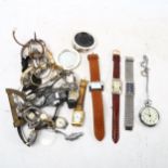 A group of various wristwatches, pocket watch etc (all quartz)