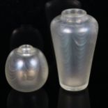 2 pieces of opalescent studio glass vases, signed to base, "Sanders and Wallace, Ottley", tallest