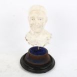 A plaster bust of a man on base, height including base 25cm