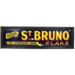 A Vintage Ogden's St Bruno "The Standard Dark Flake" enamel advertising sign, framed, overall 38cm x