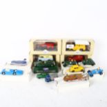 A group of Corgi and Lesney diecast vehicles, including several advertising vans, including Wall's