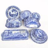 A group of Copeland Spode's Italian pattern dinnerware, including toast rack and vegetable tureen