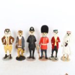 A group of 6 Country Artists meercat figures, including Lawrence, James, and Alexei, tallest 30cm