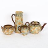 Royal Doulton/Slaters patent stoneware tea set, largest height 20cm