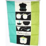 A Vintage Irish pure linen tea towel, designed by Lucienne Day "batterie de cuisine"