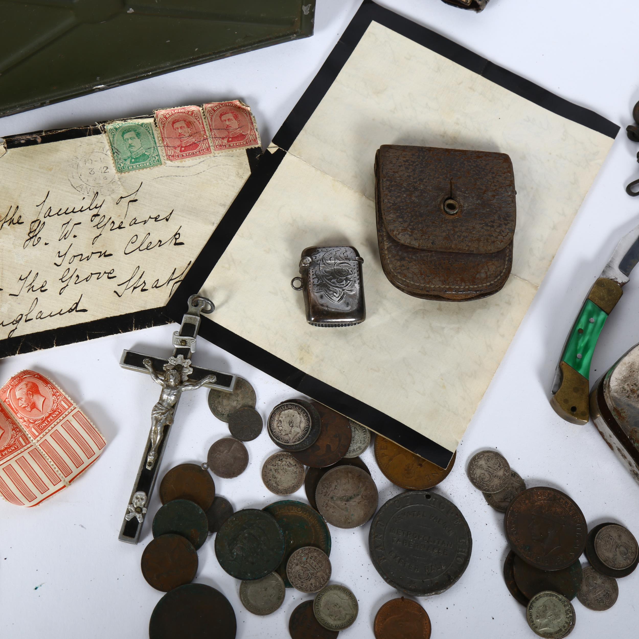 Various militaria related items, including silver fob watch, 1914 pocket book, handwritten letter, - Bild 2 aus 2