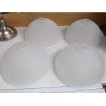 A set of 4 frosted glass dome ceiling light shades, diameter 38cm