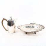 A Victorian Sheffield plate coffee jug, and a silver plated swing-handled basket with shaped and