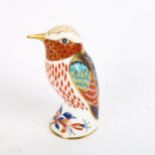 A Royal Crown Derby hummingbird with a silver stopper, height 10cm
