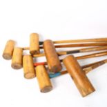 A pair of Slazenger croquet mallets, and a set of 5 croquet mallets (7)