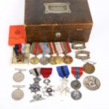 Various medals and badges, including Second World War, George VI Faithful Service to William