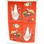 A Vintage Irish linen tea towel "coffee pots"