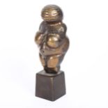 A reproduction patinated bronze Venus Of Willendorf figural sculpture, unsigned, height 14cm