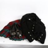 A Scottish tartan kilt, jacket, waistcoat and shoes