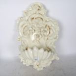 A large Spanish ivory pottery wall sconce, length 52cm