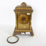 An early 20th century gilt-brass architectural 8-day mantel clock, by Vincenti & Co, front cover