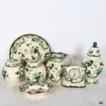 7 pieces of Mason's ironstone in Chartreuse pattern, to include pair of ginger jars, vase and cover,